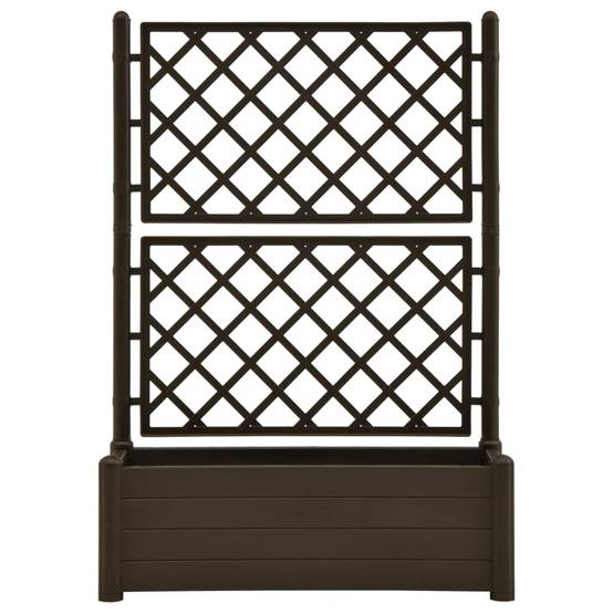 Jardinière avec treillis - Bac à Fleurs - Pot De Fleurs 100x43x142 cm PP Moka - Image 3