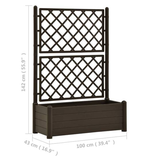 Jardinière avec treillis - Bac à Fleurs - Pot De Fleurs 100x43x142 cm PP Moka - Image 7