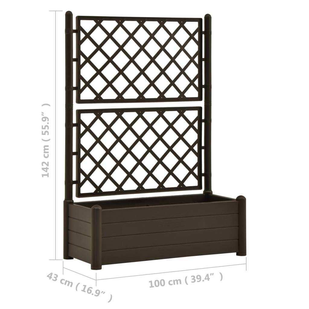 Jardinière avec treillis - Bac à Fleurs - Pot De Fleurs 100x43x142 cm PP Moka - Image 7