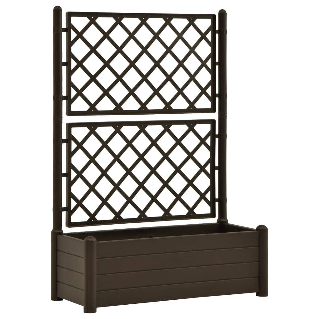 Jardinière avec treillis - Bac à Fleurs - Pot De Fleurs 100x43x142 cm PP Moka - Image 1