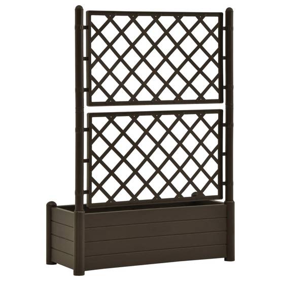Jardinière avec treillis - Bac à Fleurs - Pot De Fleurs 100x43x142 cm PP Moka - Image 5