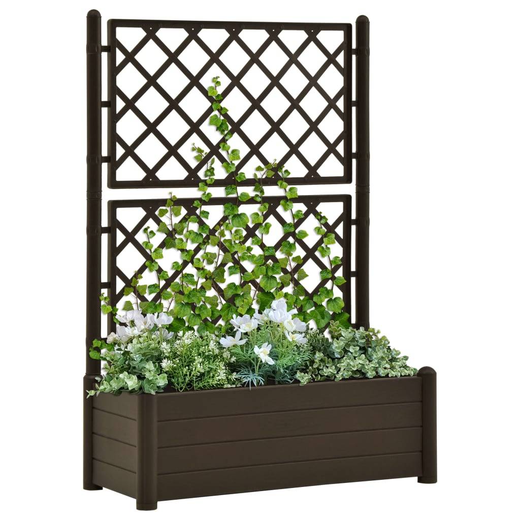Jardinière avec treillis - Bac à Fleurs - Pot De Fleurs 100x43x142 cm PP Moka - Image 2