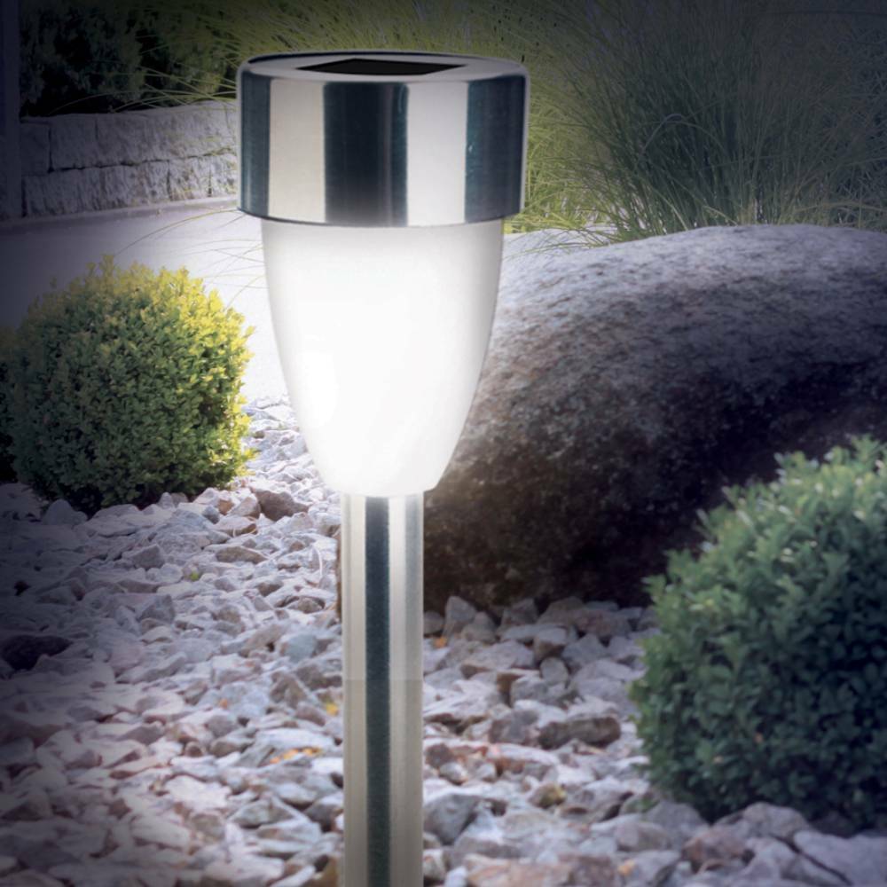 Lot de 8 lampes solaires LED tulipe H36 cm – Éclairage blanc décoratif pour balisage de jardin - TERRE JARDIN - Image 5