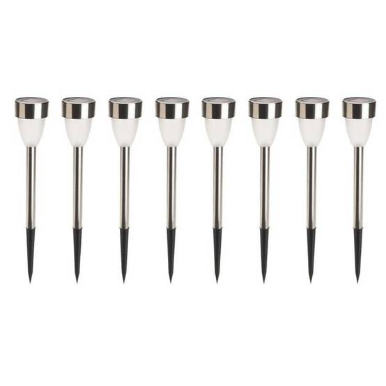 Lot de 8 lampes solaires LED tulipe H36 cm – Éclairage blanc décoratif pour balisage de jardin - TERRE JARDIN - Image 1