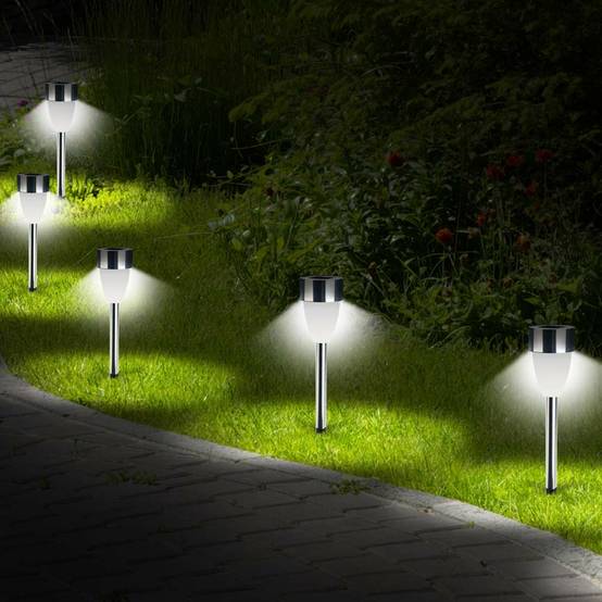 Lot de 8 lampes solaires LED tulipe H36 cm – Éclairage blanc décoratif pour balisage de jardin - TERRE JARDIN - Image 9