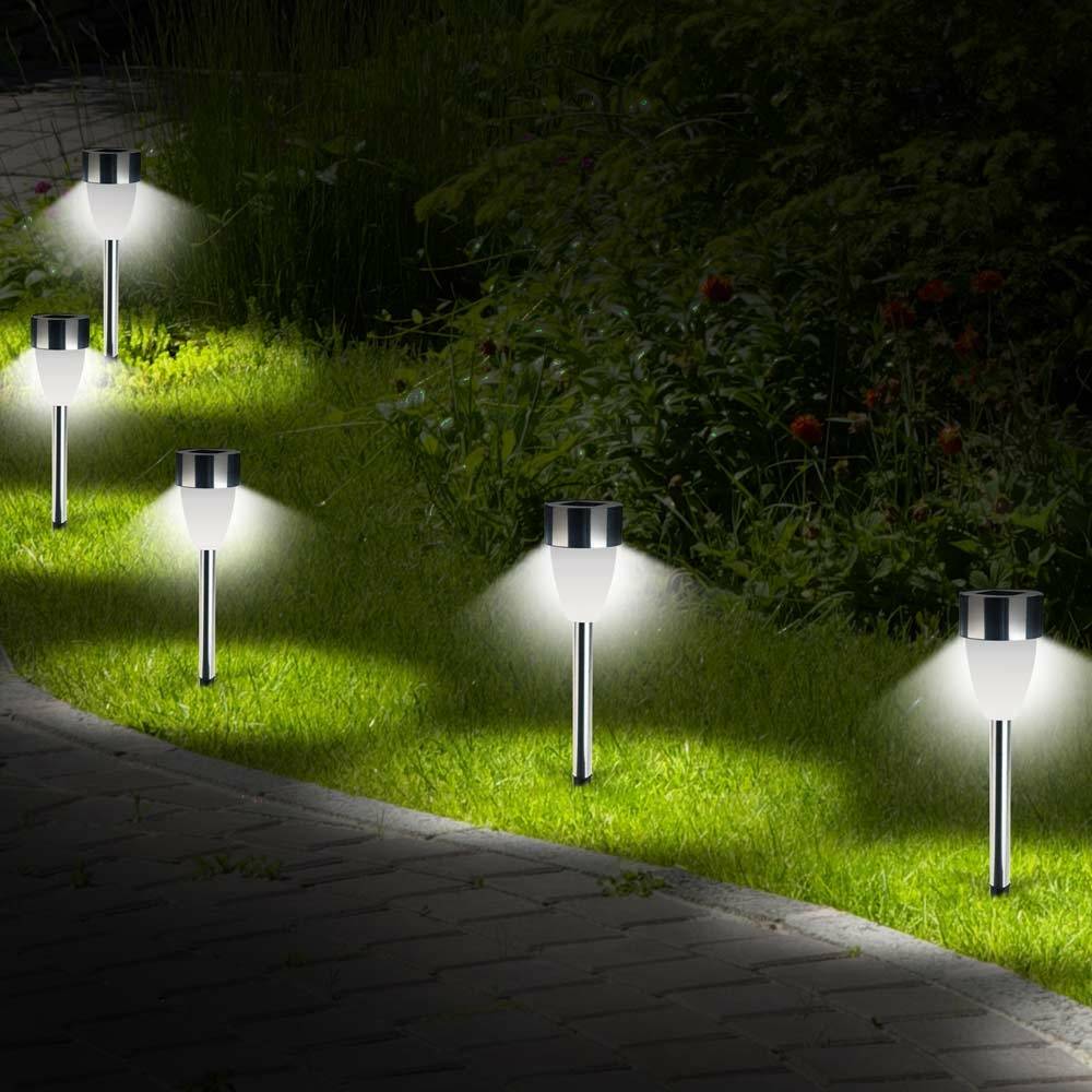 Lot de 8 lampes solaires LED tulipe H36 cm – Éclairage blanc décoratif pour balisage de jardin - TERRE JARDIN - Image 9