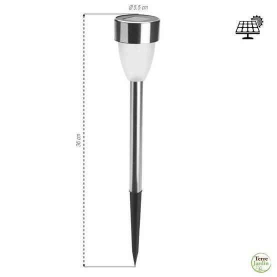 Lot de 8 lampes solaires LED tulipe H36 cm – Éclairage blanc décoratif pour balisage de jardin - TERRE JARDIN - Image 2