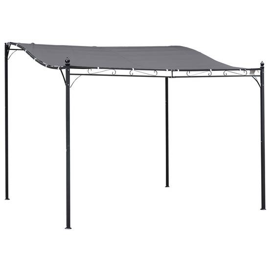 Pergola kiosque 297x297cm métal gris, tente à auvent robuste pour terrasse et balcon - Image 1
