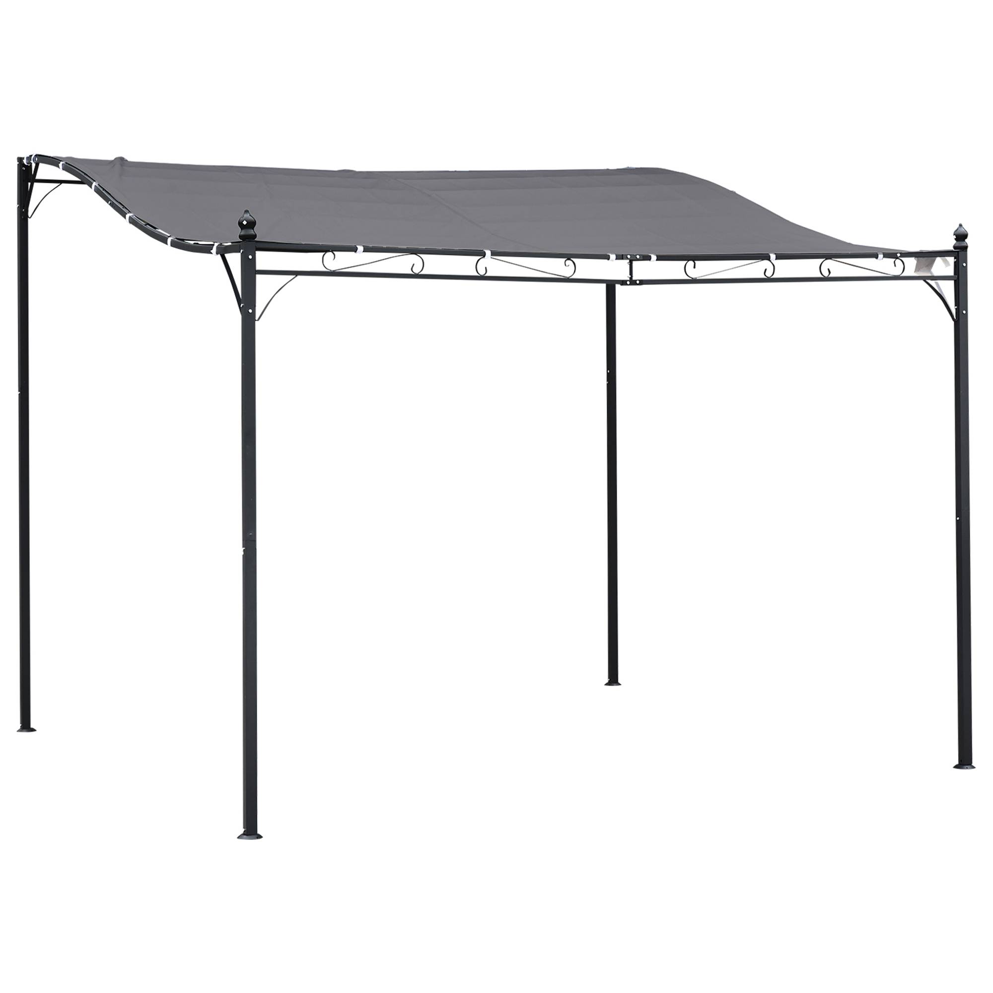 Pergola kiosque 297x297cm métal gris, tente à auvent robuste pour terrasse et balcon - Image 1