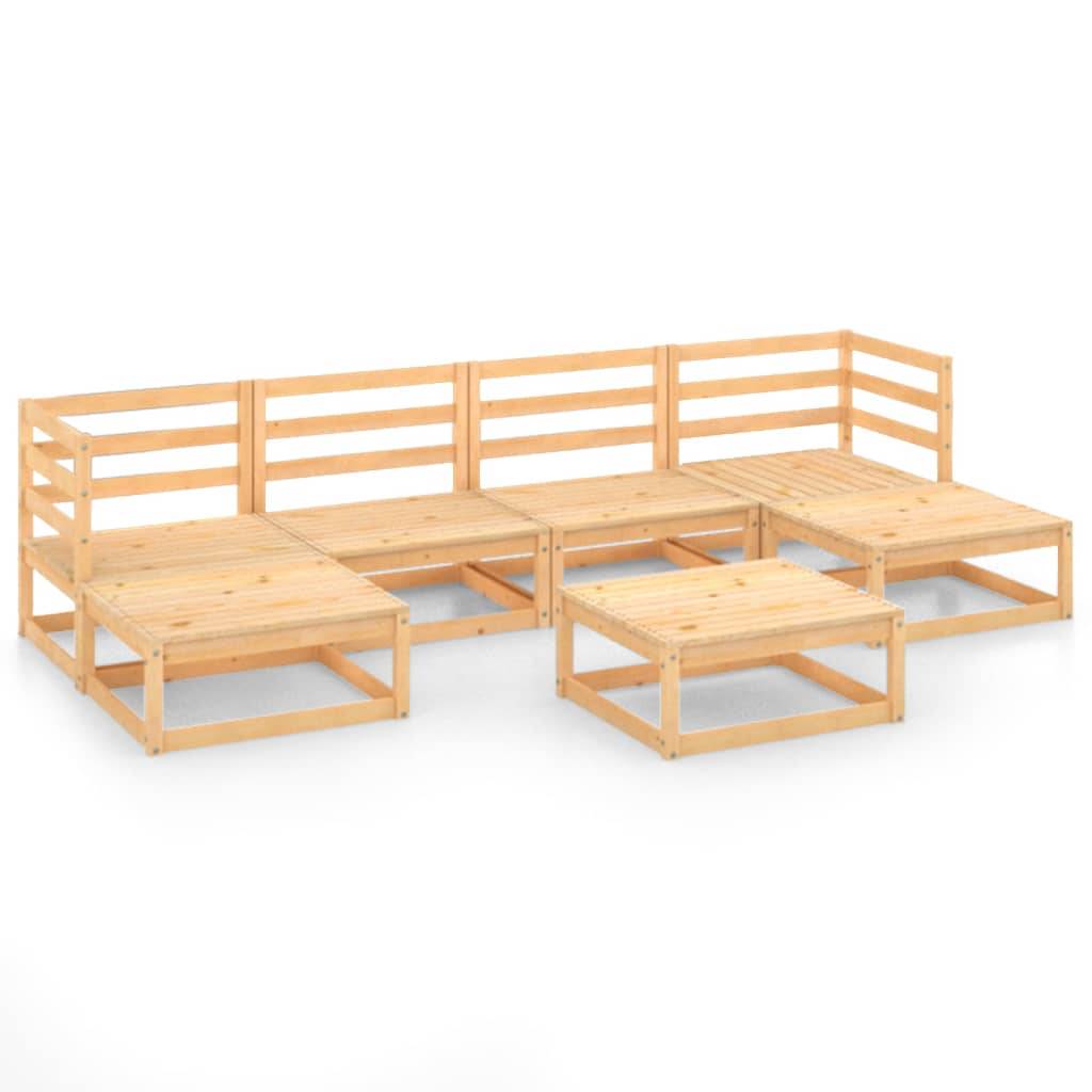 Helloshop26 - Salon de jardin meuble d'extérieur ensemble de mobilier 7 pièces bois de pin massif - Image 1