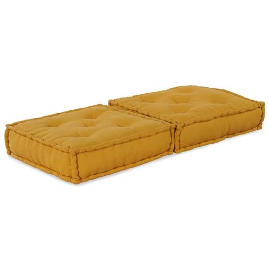 Canapé modulaire tissu coton jaune 70 x 70 x 36 cm - PANGIVO - Image 5