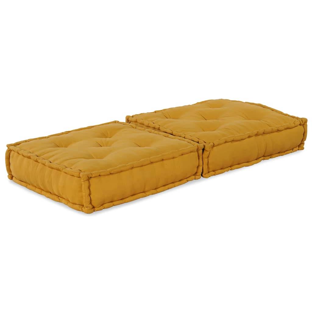 Canapé modulaire tissu coton jaune 70 x 70 x 36 cm - PANGIVO - Image 5