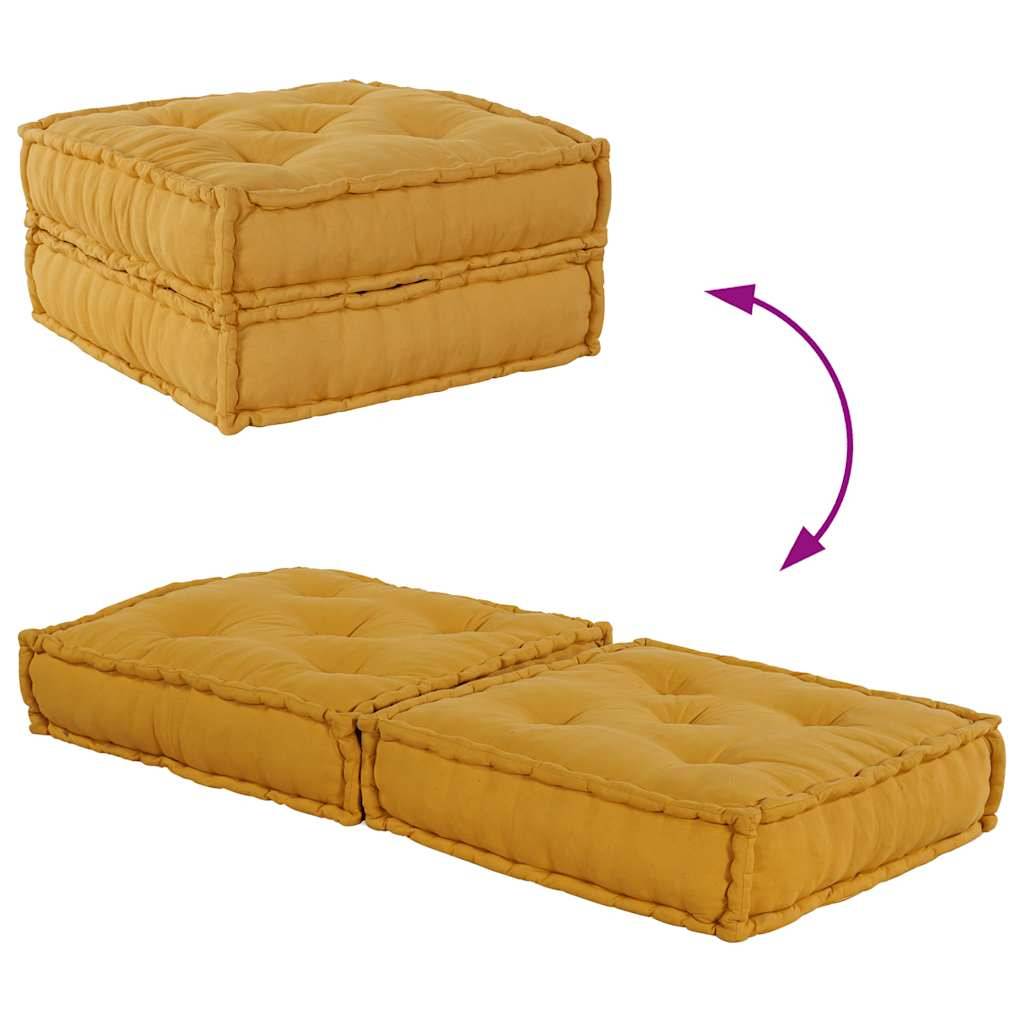 Canapé modulaire tissu coton jaune 70 x 70 x 36 cm - PANGIVO - Image 7