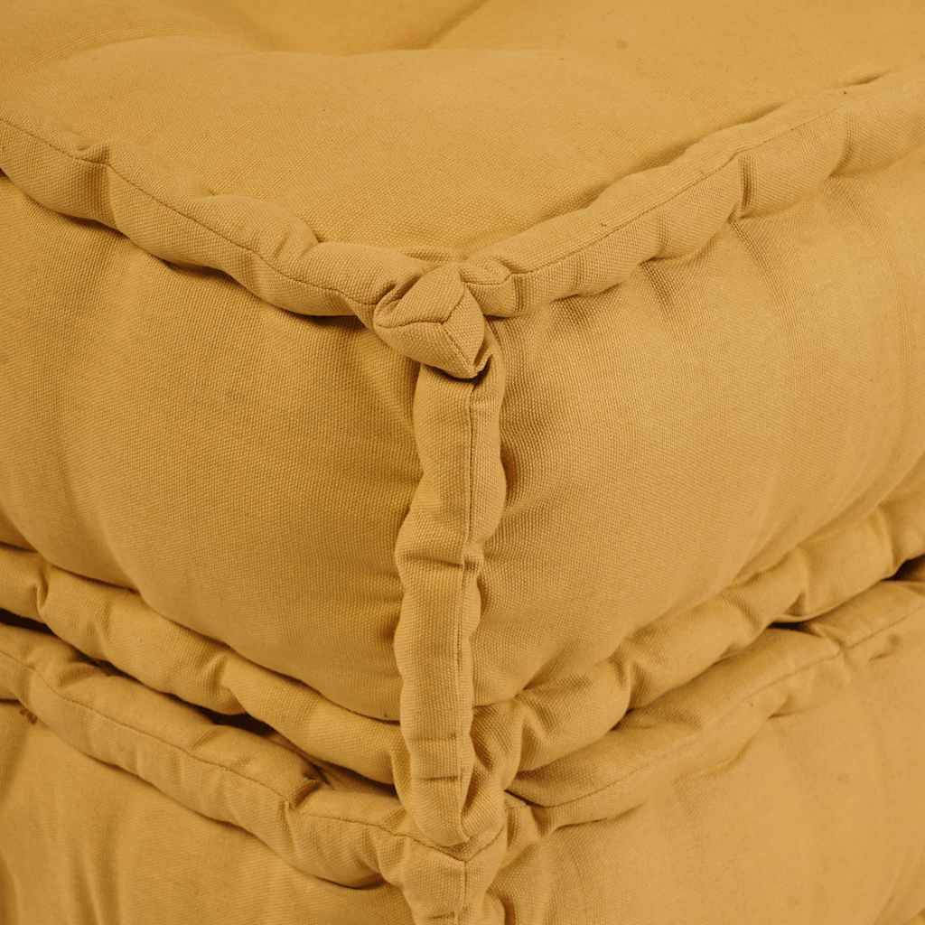 Canapé modulaire tissu coton jaune 70 x 70 x 36 cm - PANGIVO - Image 8