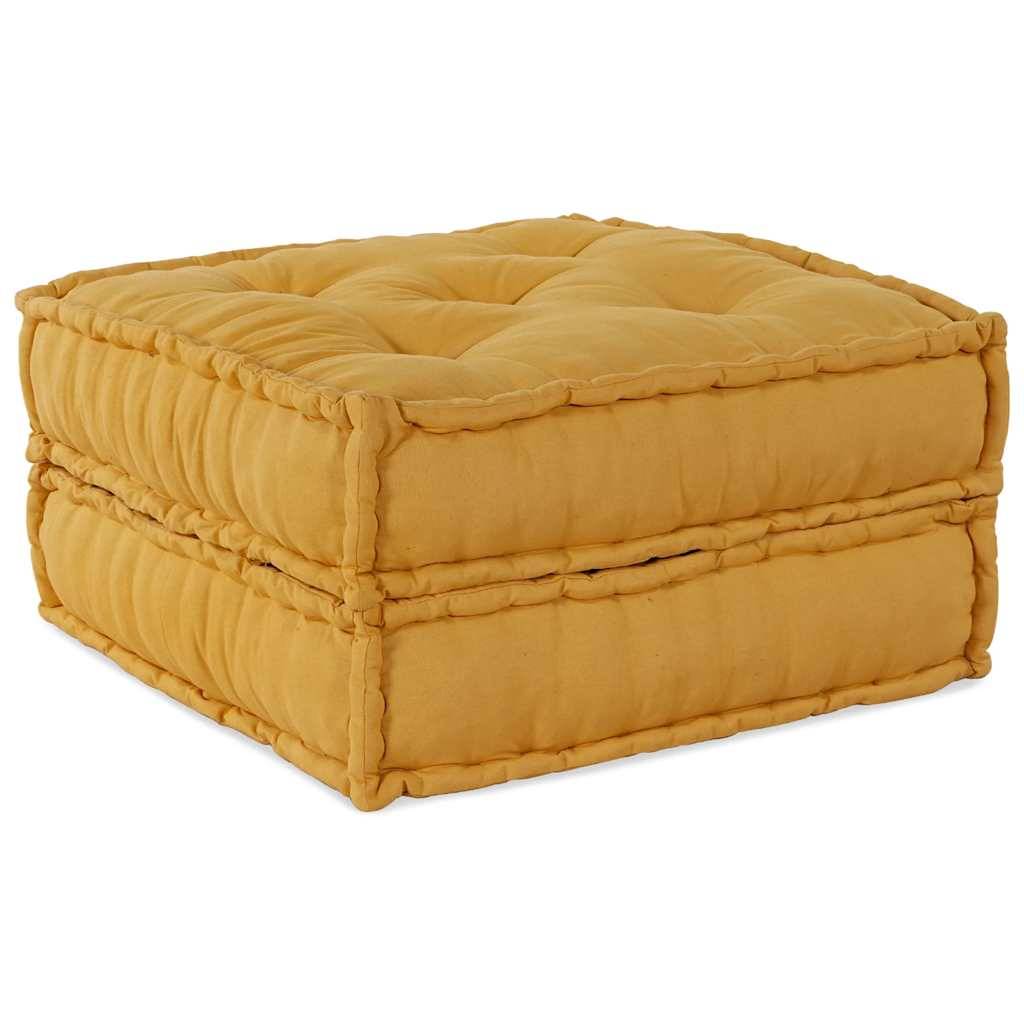 Canapé modulaire tissu coton jaune 70 x 70 x 36 cm - PANGIVO - Image 2
