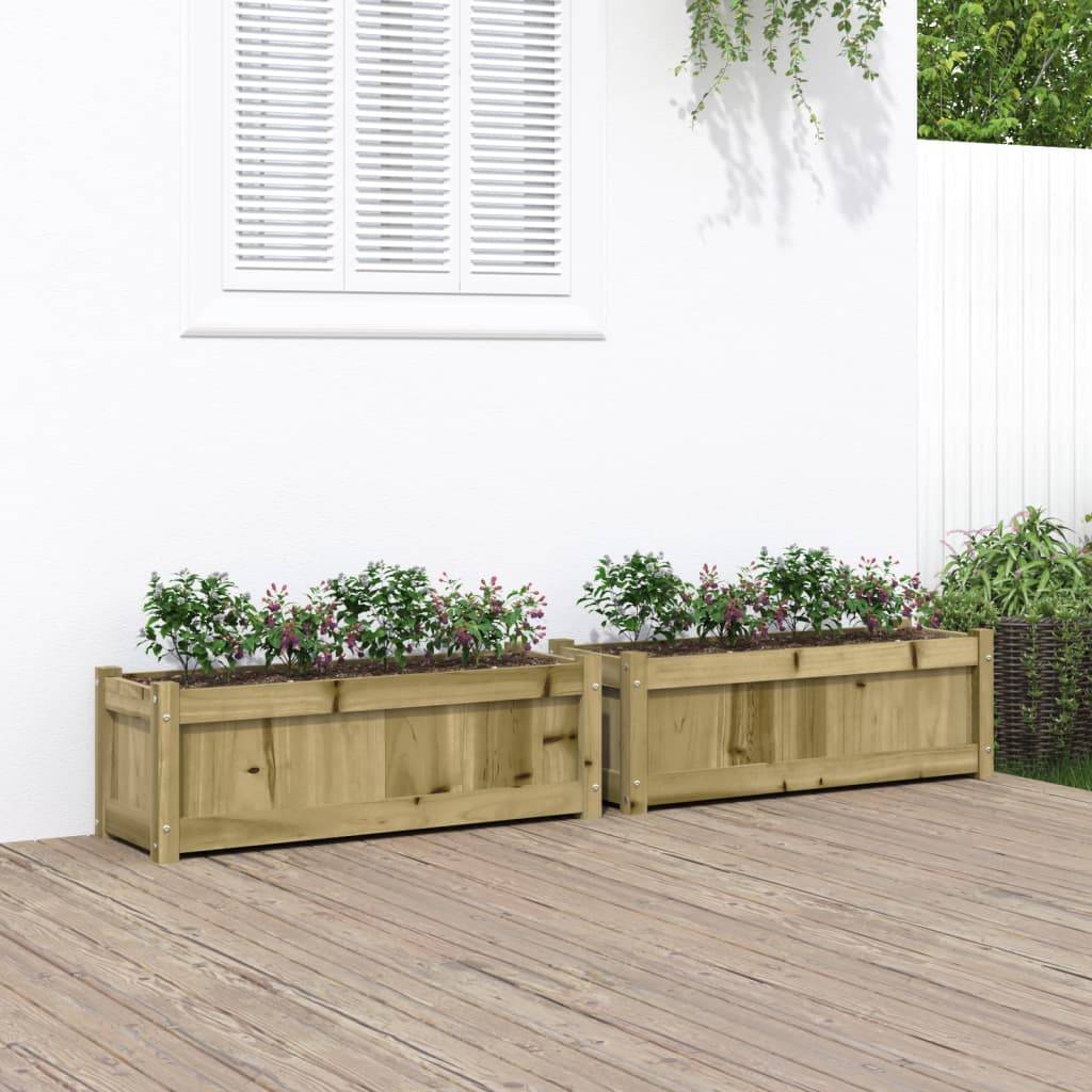 Maison Chic - Lot de 2 Jardinières - Bac à Fleurs - Pot De Fleurs bois de pin imprégné - Image 2