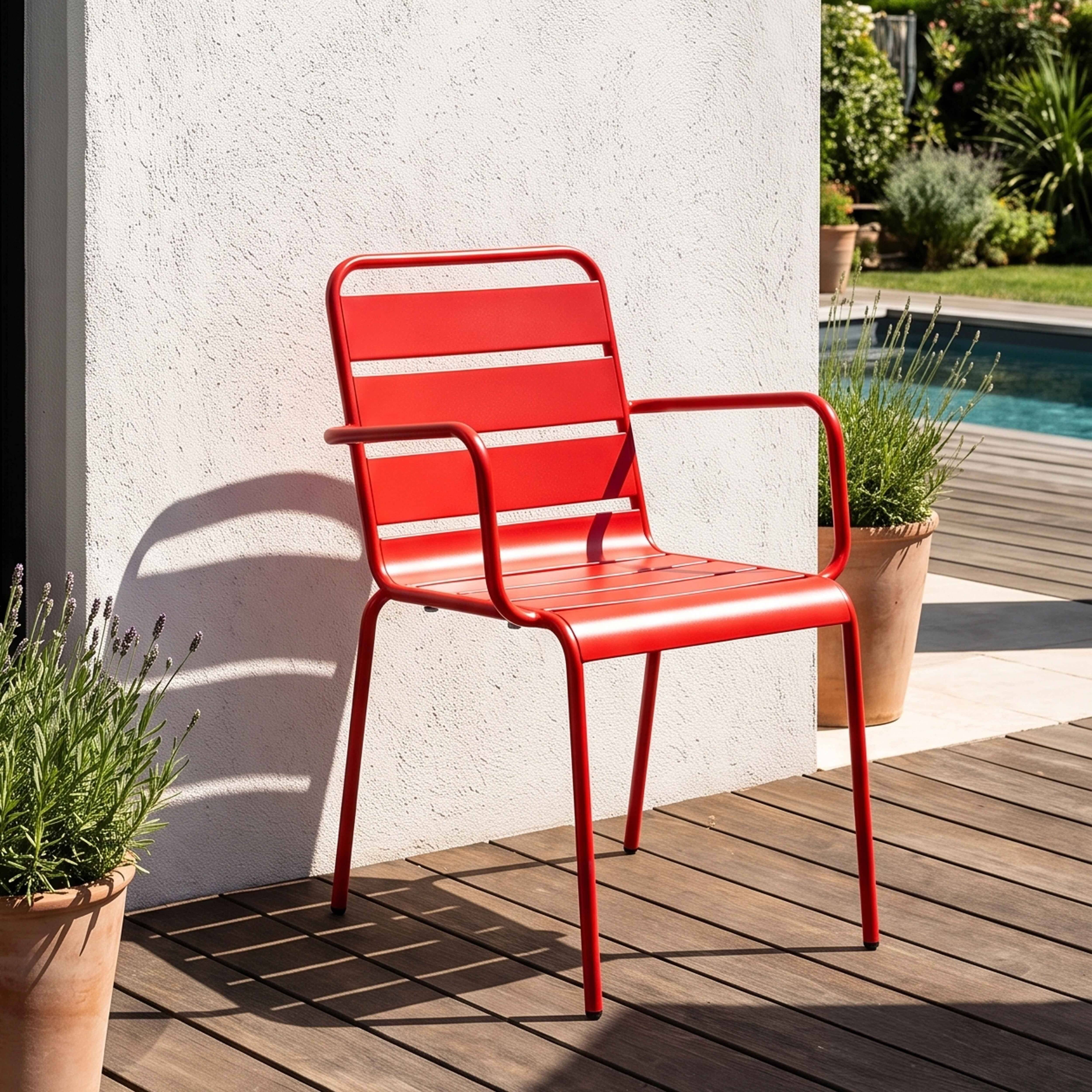 Oviala - Fauteuil de jardin en métal rouge Palavas - Oviala - Image 2