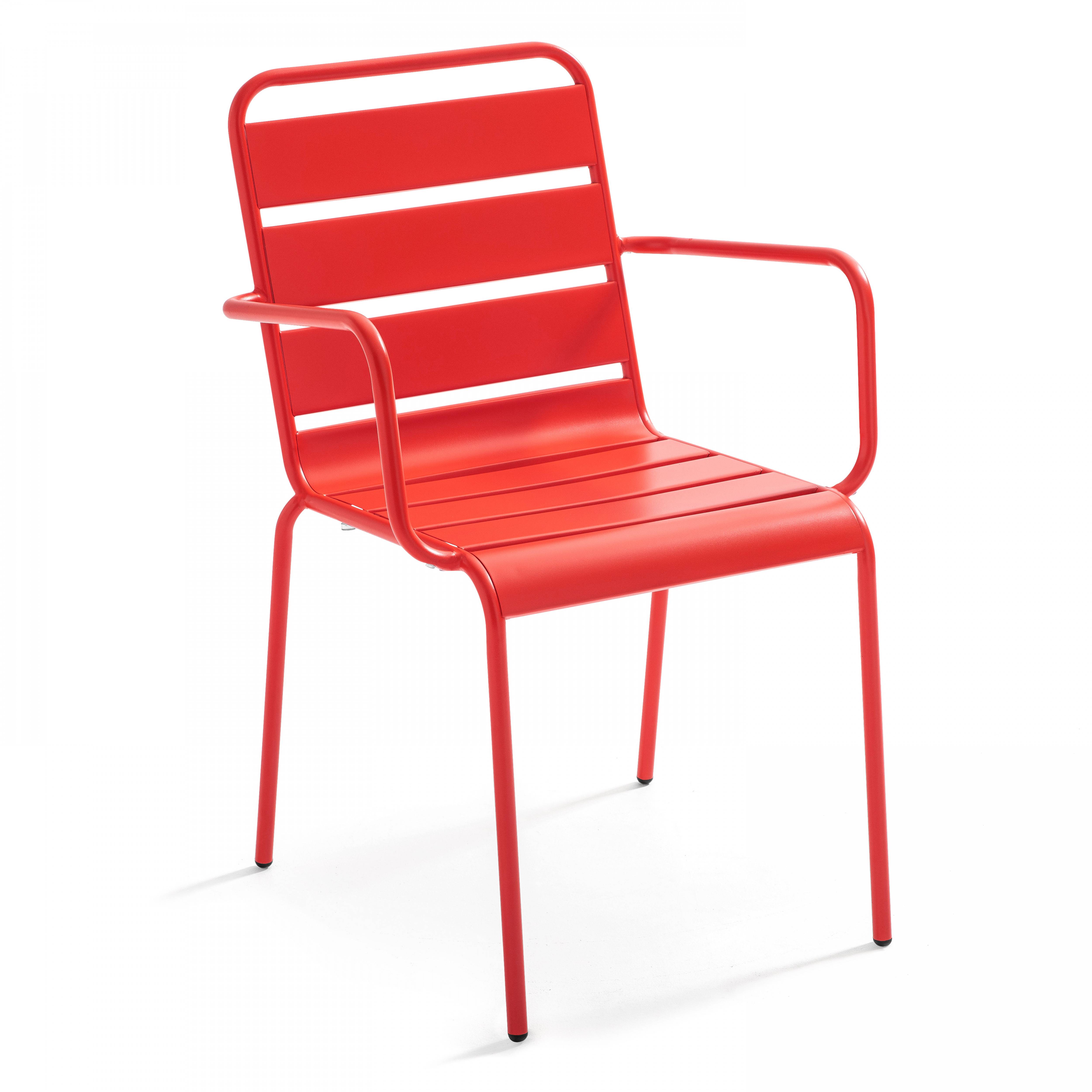 Oviala - Fauteuil de jardin en métal rouge Palavas - Oviala - Image 1