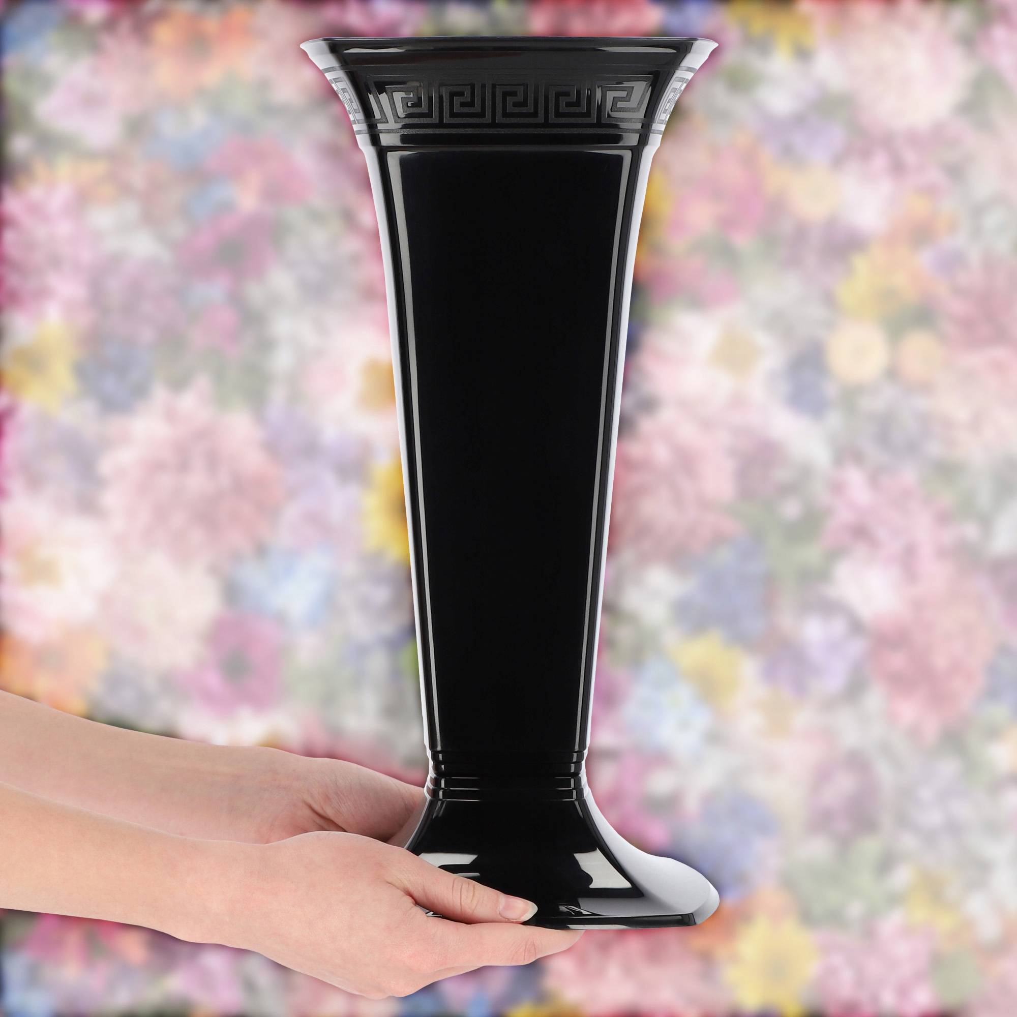 Vase pour Cimetière Fiole Pierre Tombale 39cm Noir - Image 6