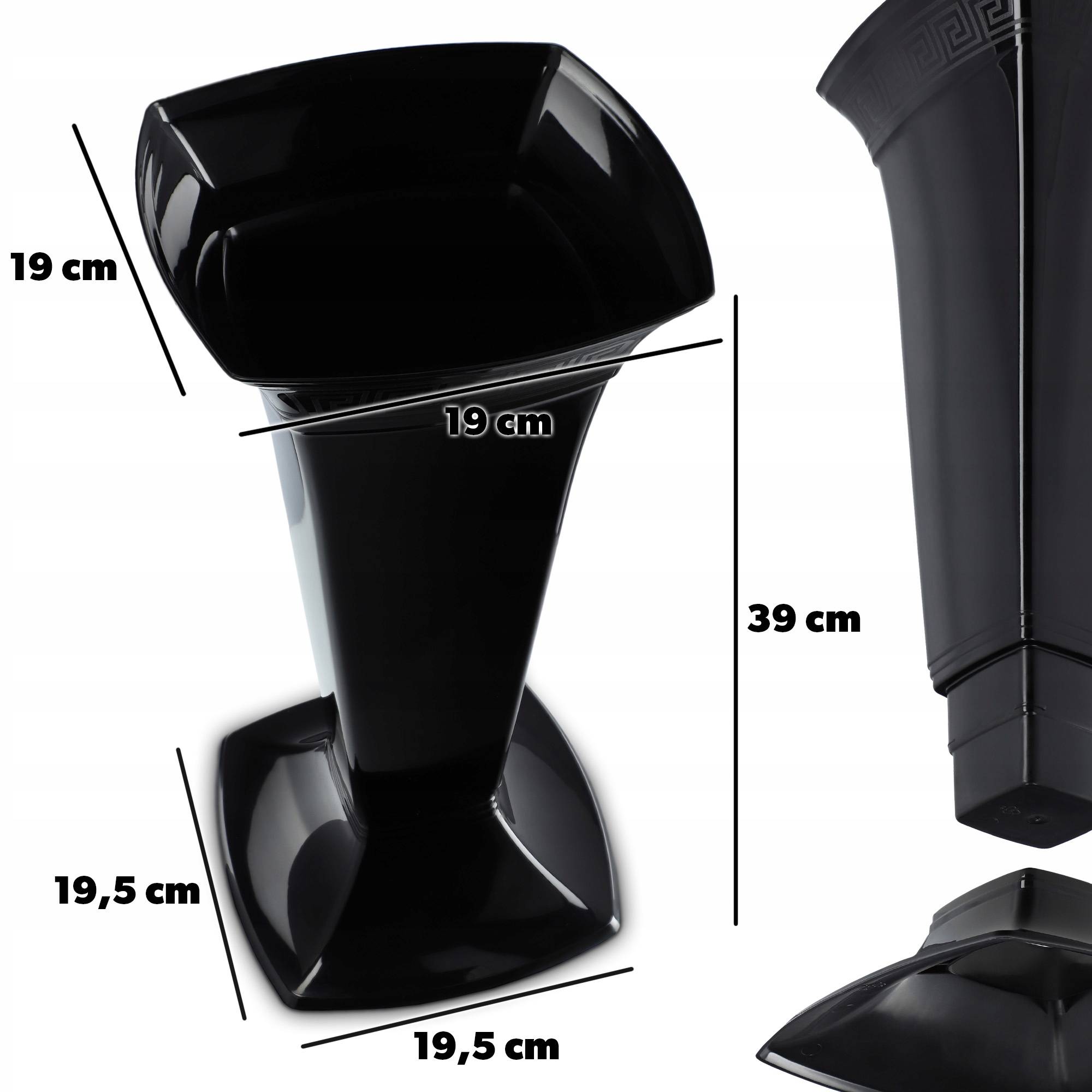 Vase pour Cimetière Fiole Pierre Tombale 39cm Noir - Image 3