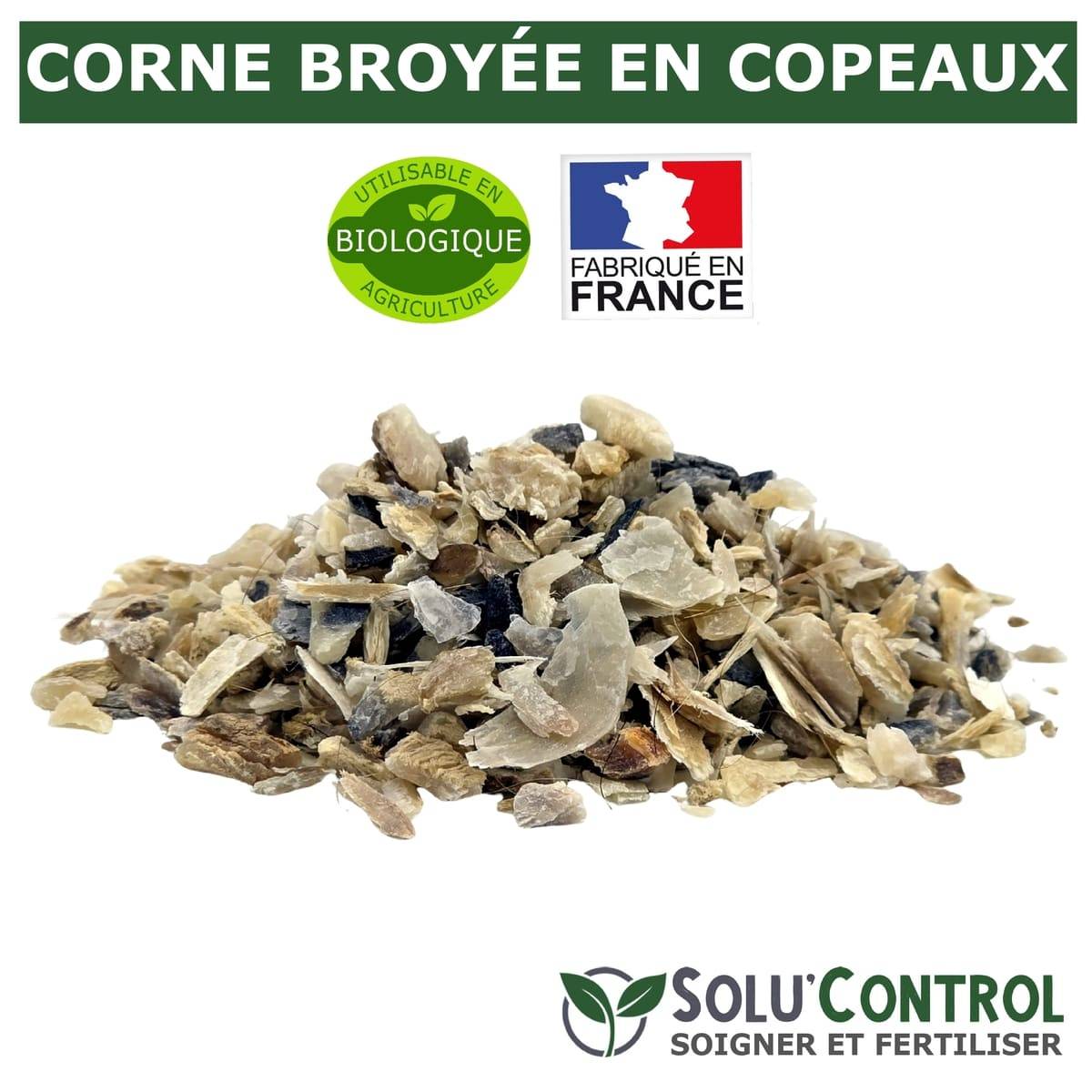 SOLU’CONTROL - 500 g de Corne Broyée en Copeaux - Engrais Azoté 100 % Naturel - Fertilisation Équilibrée pour Arbustes, Haies et Massifs Fleuris - Image 4