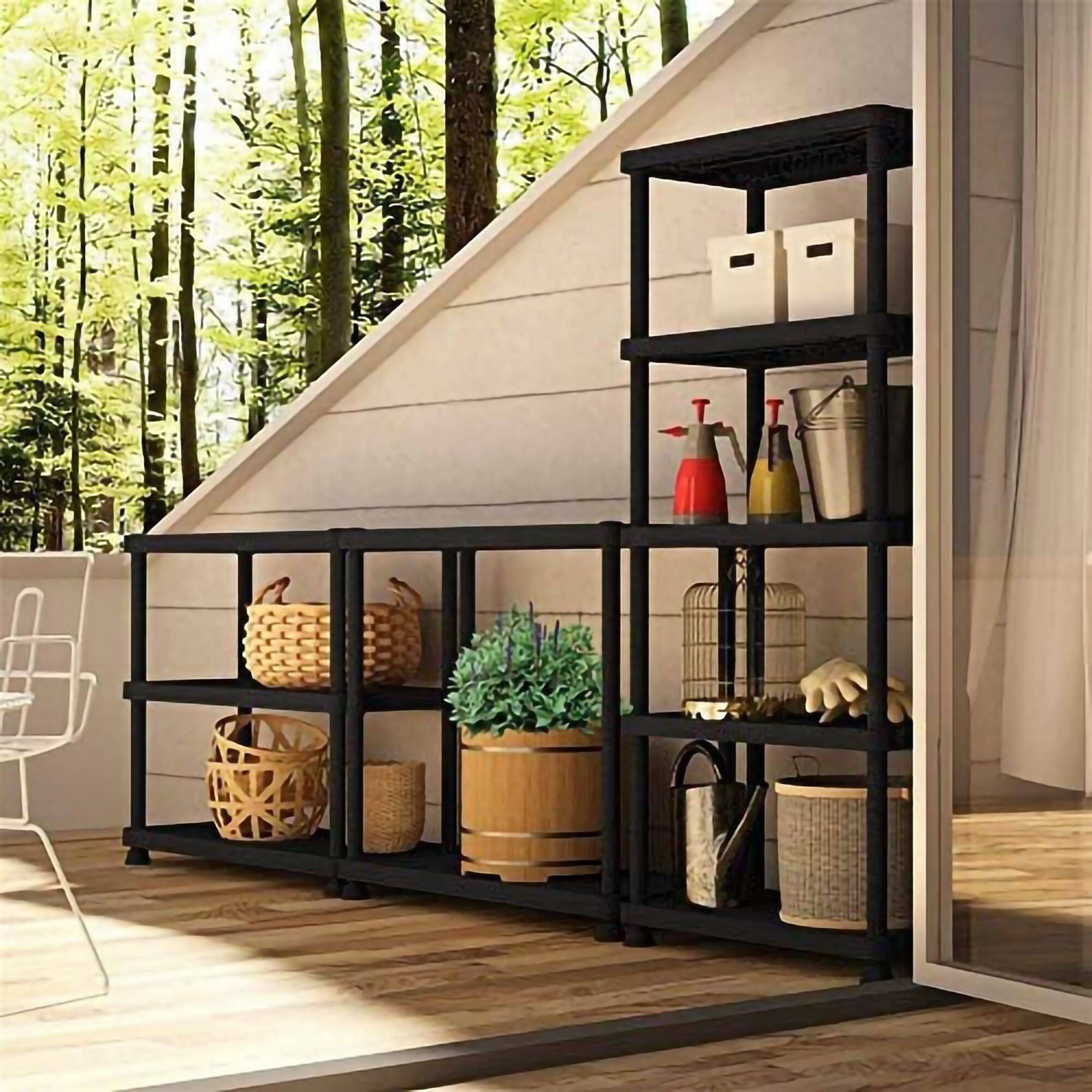 Dmora - Armoire d'extérieur Dastrolog, Etagère d'extérieur, Armoire polyvalente avec 3 étagères, 100% Made in Italy, Anthracite, 82x40h165 cm - Dmora - Image 4