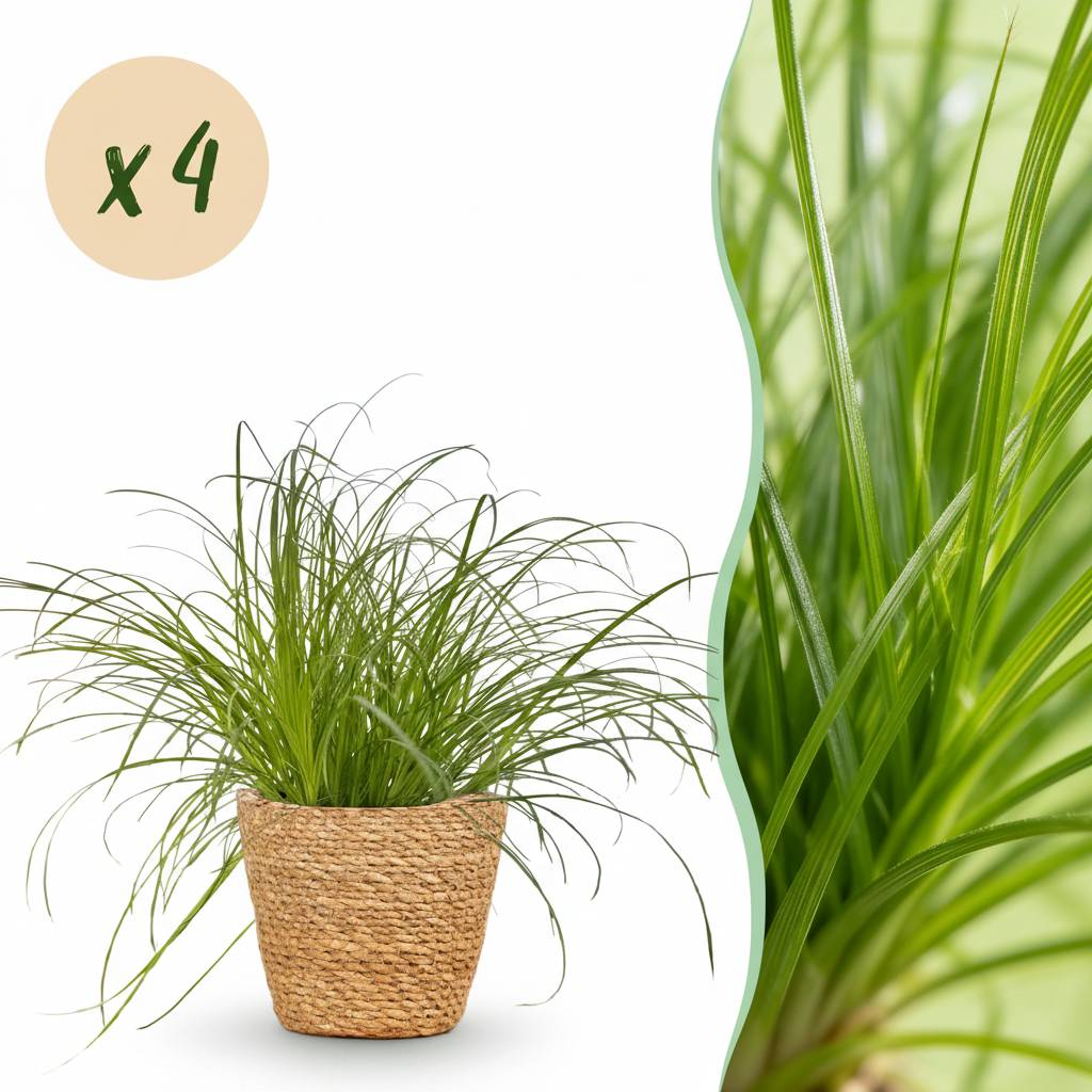 Cyperus alternifolius Zumula - Pet-friendly - Pot de 12cm - Hauteur 20cm - 4 plantes - Panier - Plantes d'intérieur - Image 1