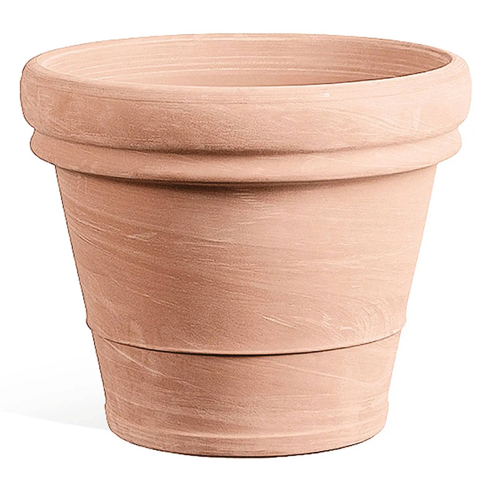Pot conique à double bord terre cuite beige Ø 40 cm - DÉCOLINES - Gamm vert