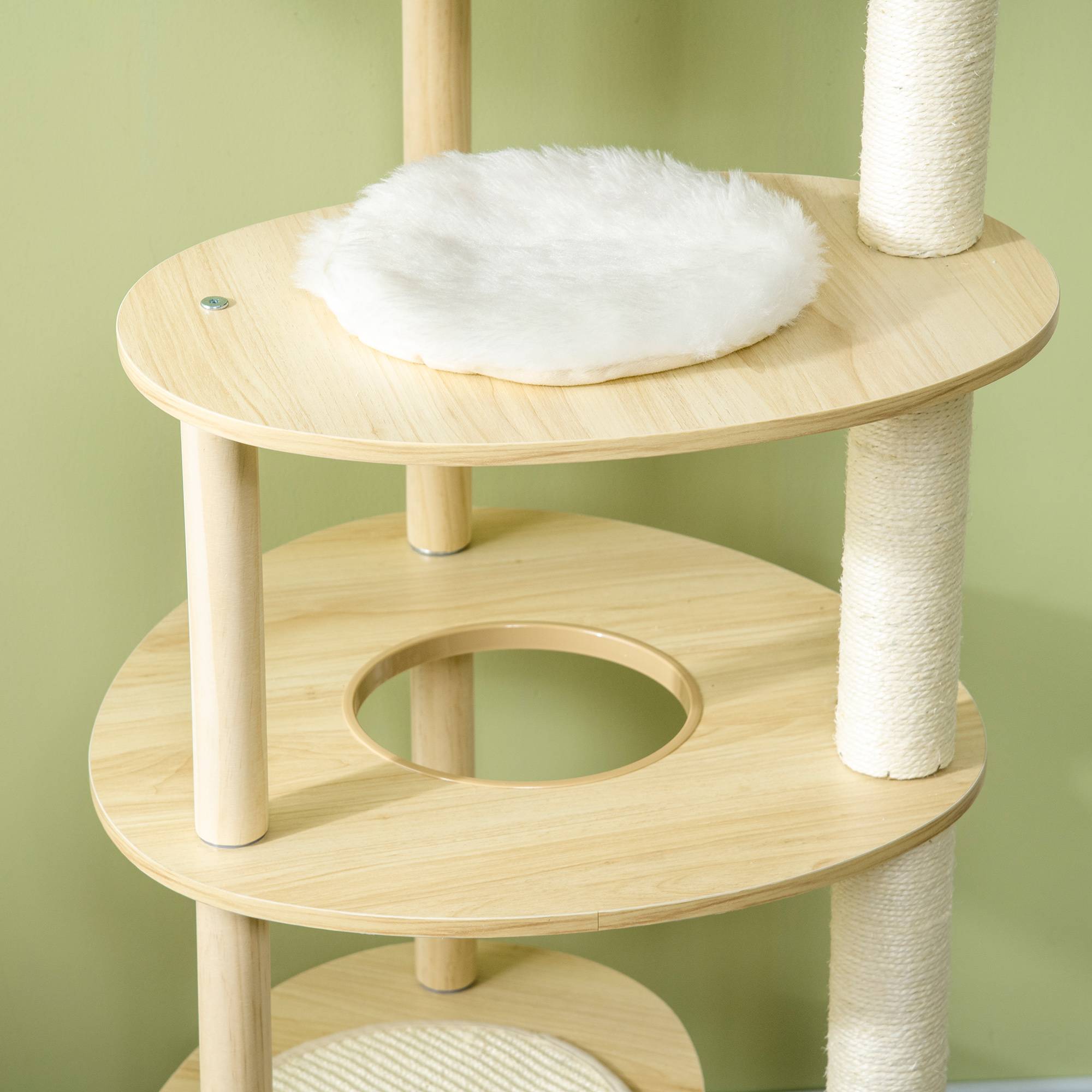 Arbre à chat design en bois et peluche pour chat avec coussin amovible 123,5 cm - ComfortXL Outdoor Living - Image 10