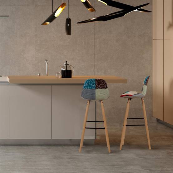 The Home Deco Factory - Tabouret de bar scandinave patchwork - Image 2
