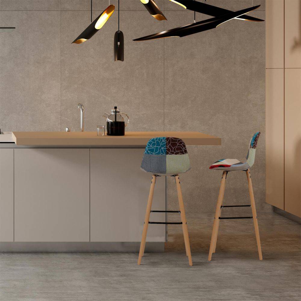 The Home Deco Factory - Tabouret de bar scandinave patchwork - Image 2