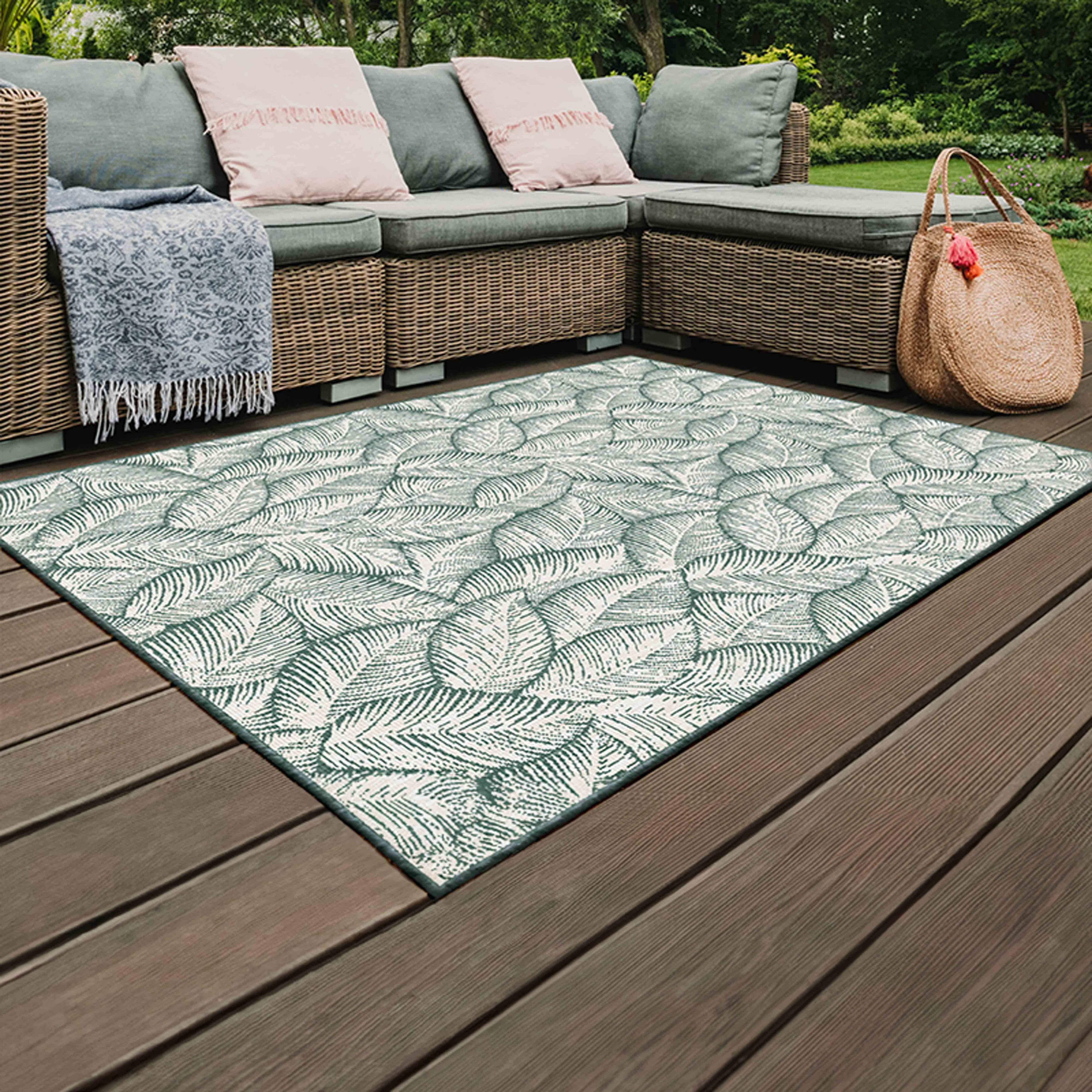 Oviala - Tapis d'extérieur en polypropylène 120 x 170 cm vert Folia - Oviala - Image 2