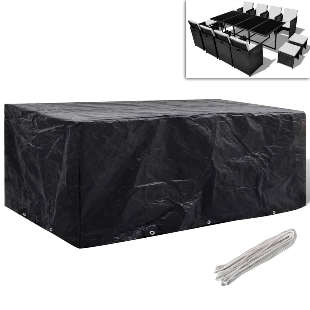 ComfortXL - Housse Salon de Jardin 8 Personnes PE Anti-UV pour Grande Table Extérieur Noir 229x113x73 cm – ComfortXL Outdoor Living - Image 1