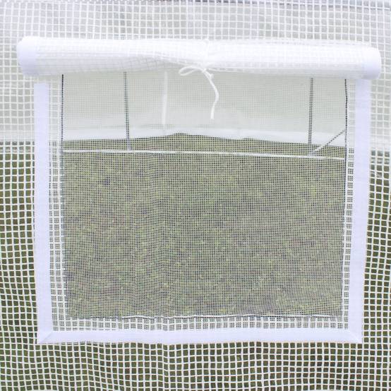 Outsunny - Bâche de rechange serre tunnel 6m² PE anti-UV imperméable 6 fenêtres porte enroulable zippée blanc - Outsunny - Image 8