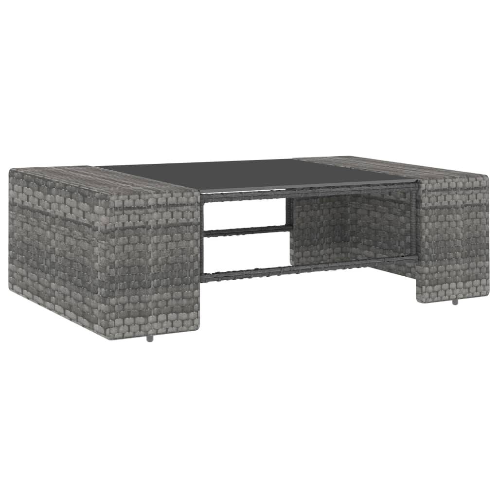 Helloshop26 - Salon de jardin meuble d'extérieur ensemble de mobilier 4 pièces résine tressée gris - Image 4
