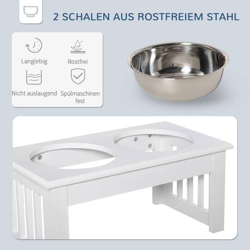 Support de gamelles surélevé pour chien 44 x 24 x 15 cm acier blanc - PANGIVO - Image 4