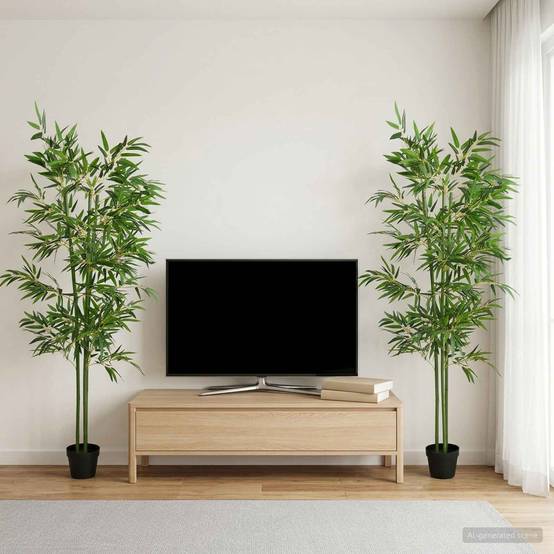 PANGIVO - Bambou artificiel tissu et bambou vert 60 x 18 x 190 cm - PANGIVO - Image 1
