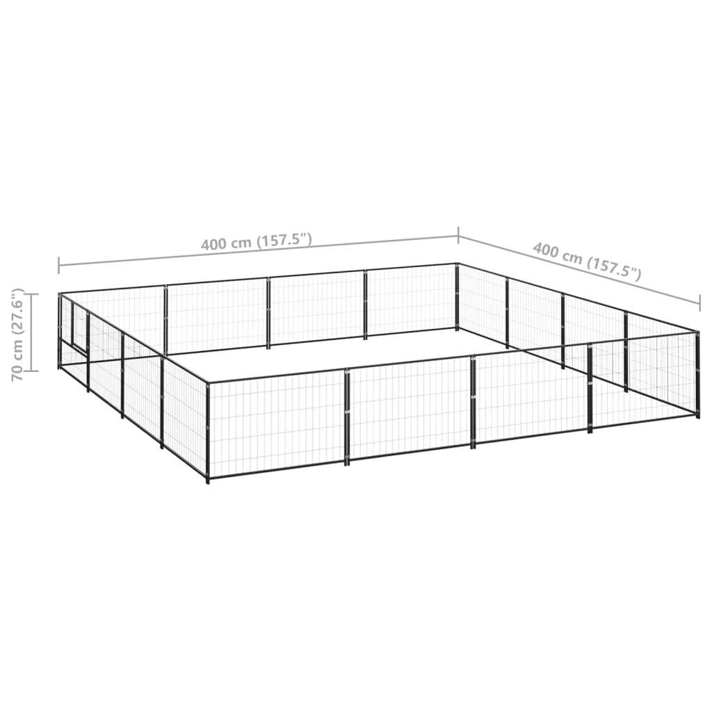 Helloshop26 - Chenil extérieur cage enclos parc animaux chien noir 16 m² acier - Image 2