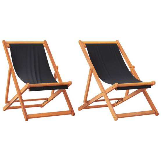 Maison Chic - lot de 2 Chaises de plage pliables - Bain de soleil - Transat noir tissu HL288 - Image 1