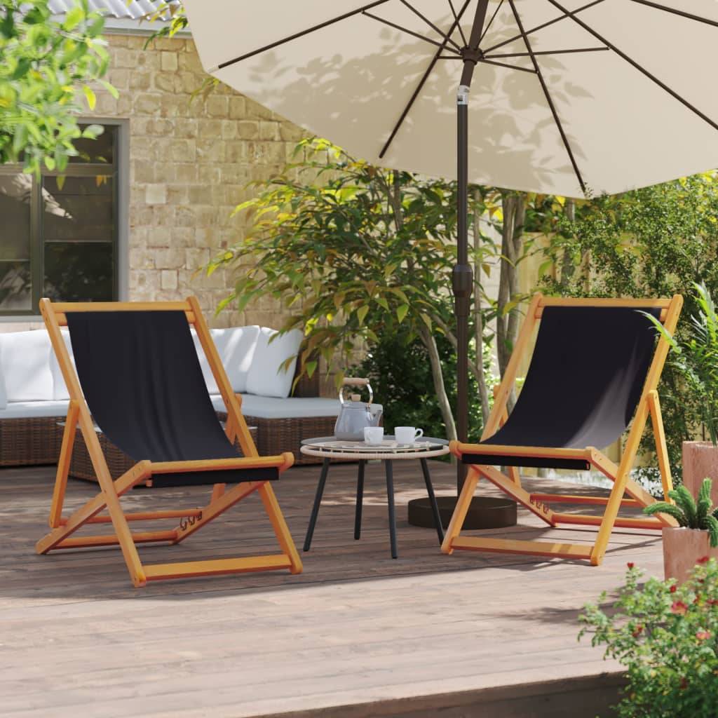 Maison Chic - lot de 2 Chaises de plage pliables - Bain de soleil - Transat noir tissu HL288 - Image 2