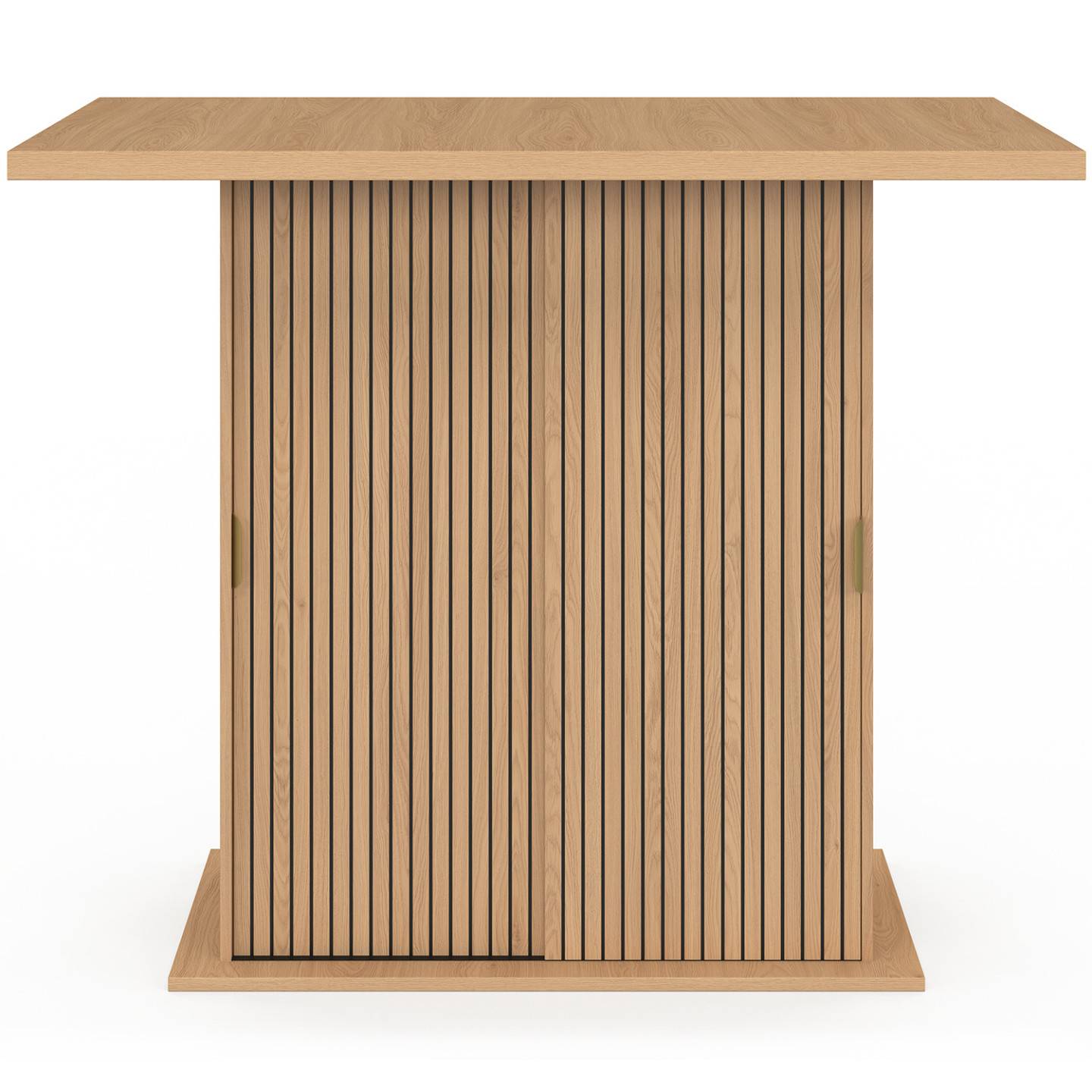 IDMARKET - Ilot central 4 personnes JULIETTE 110 cm pied central avec rangement effet lattes tasseau de bois - Image 3