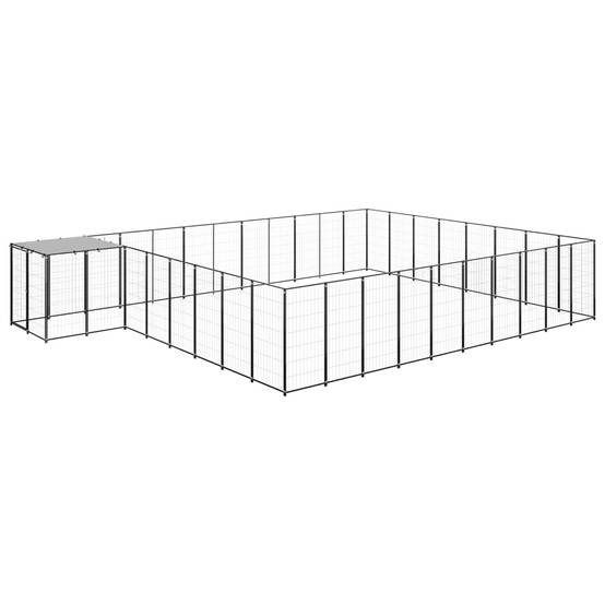 Enclos pour Chien XXL 25 m² en Acier Noir avec Toit de Protection Solaire – ComfortXL Outdoor Living - Image 1