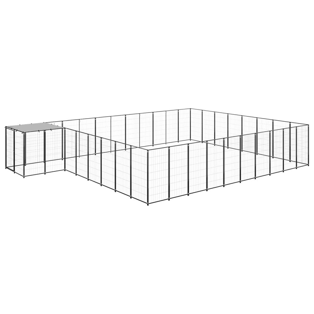 Enclos pour Chien XXL 25 m² en Acier Noir avec Toit de Protection Solaire – ComfortXL Outdoor Living - Image 1