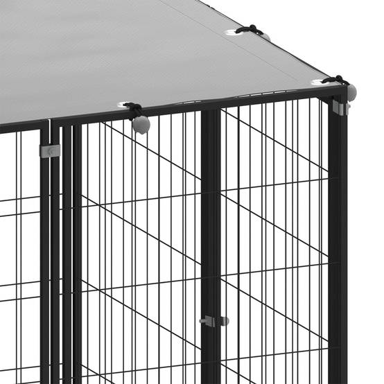 Enclos pour Chien XXL 25 m² en Acier Noir avec Toit de Protection Solaire – ComfortXL Outdoor Living - Image 5