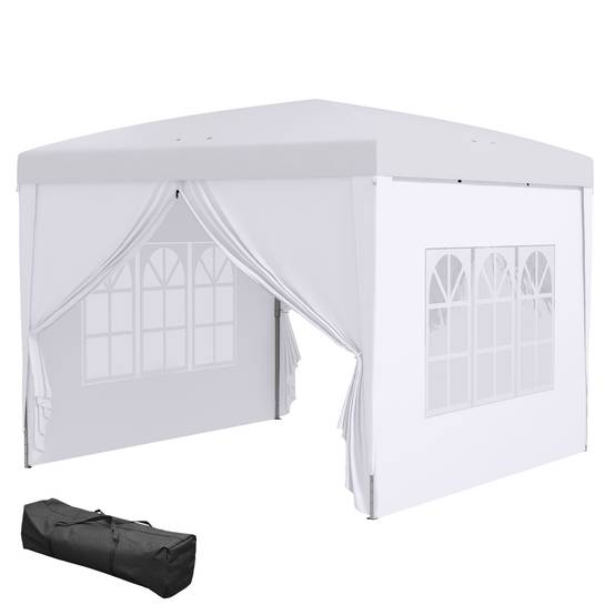 Tonnelle pliante à 4 parois amovibles, 3 x 3 m, avec sac de transport, imperméable et résistante aux UV, blanche. - Image 2