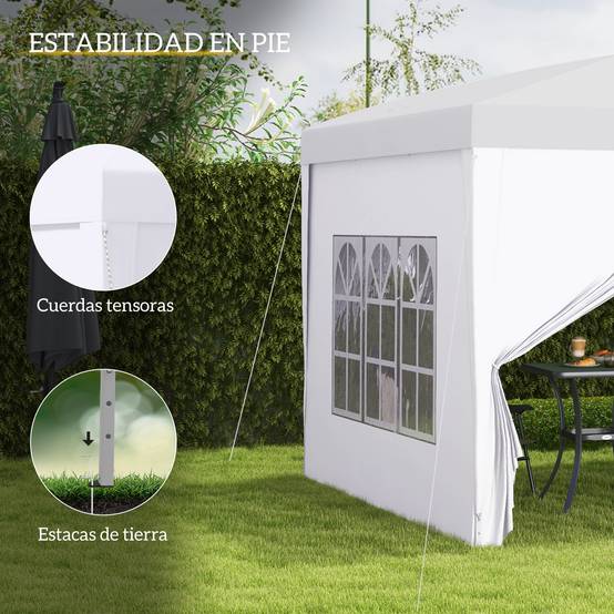 Tonnelle pliante à 4 parois amovibles, 3 x 3 m, avec sac de transport, imperméable et résistante aux UV, blanche. - Image 8