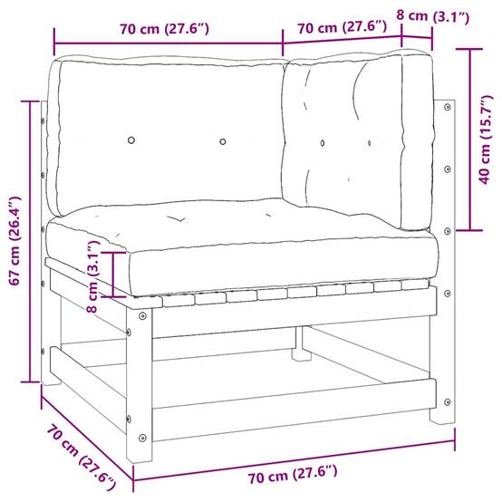 ComfortXL - Petit Salon de Jardin d'Angle Bois Pin Naturel 2 pcs avec Coussins pour Balcon Anthracite – ComfortXL Outdoor Living - Image 5