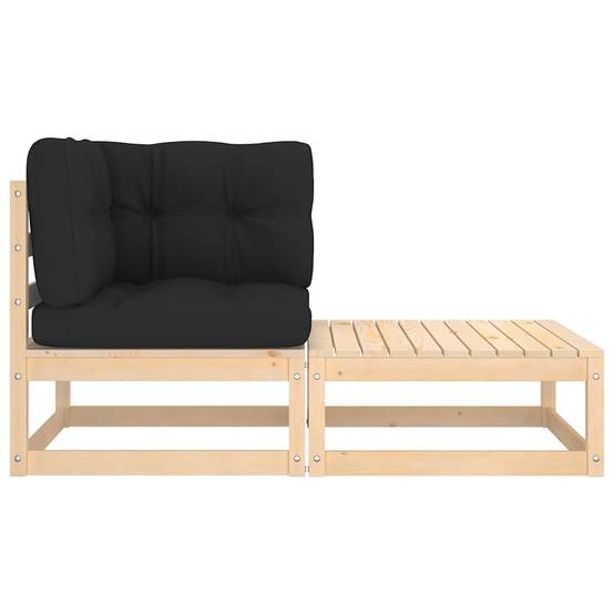 ComfortXL - Petit Salon de Jardin d'Angle Bois Pin Naturel 2 pcs avec Coussins pour Balcon Anthracite – ComfortXL Outdoor Living - Image 2