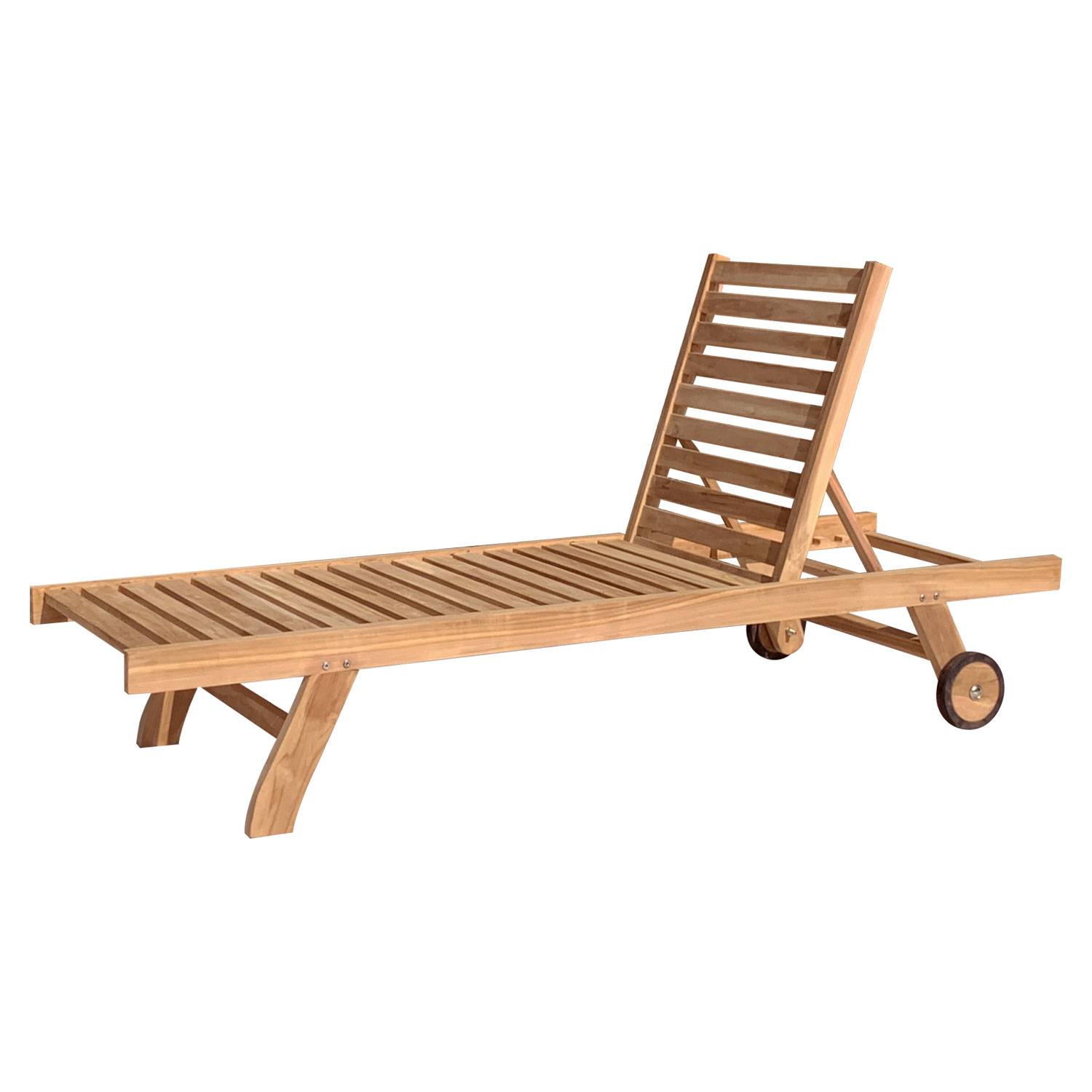 Ensemble bain de soleil droit en teck avec table d'appoint JAVA - HAPPY GARDEN - Image 6