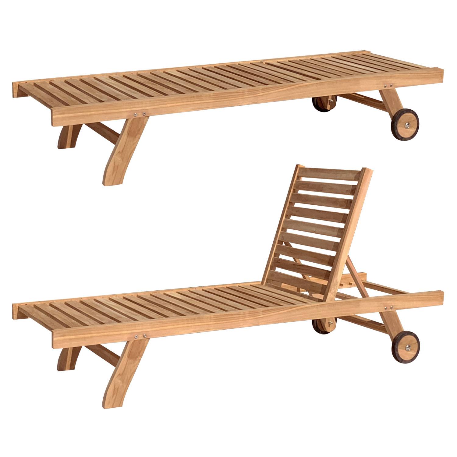 Ensemble bain de soleil droit en teck avec table d'appoint JAVA - HAPPY GARDEN - Image 2